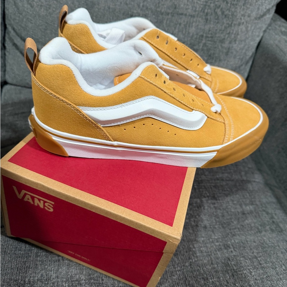 Vans Knu Skool Gum Bumper Honey Yellow Suede Gold Tan Skate Shoes Mens 11 New - Picture 4 of 9